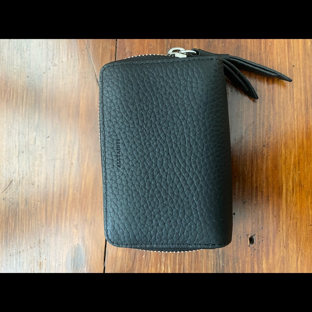 Allsaints Black Double Accordion Wallet